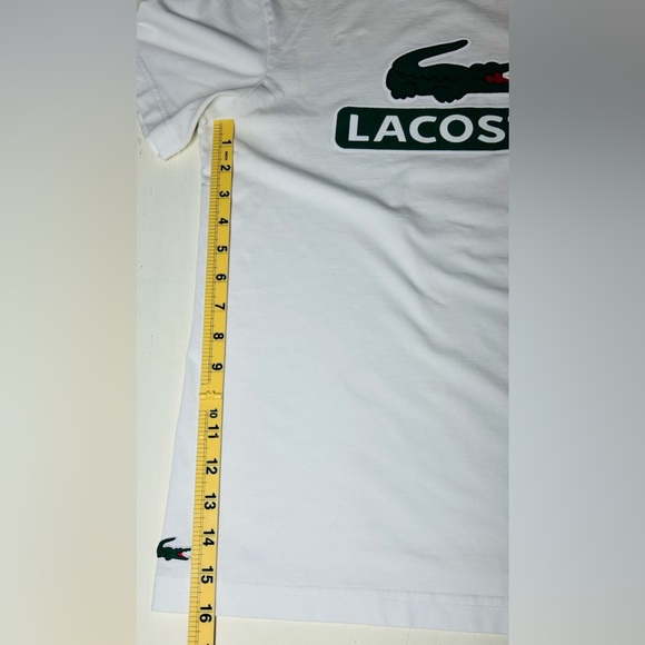 Lacoste Men's White Tee with Green Logo Size Small Preppy Old Money Classic - Picture 9 of 11